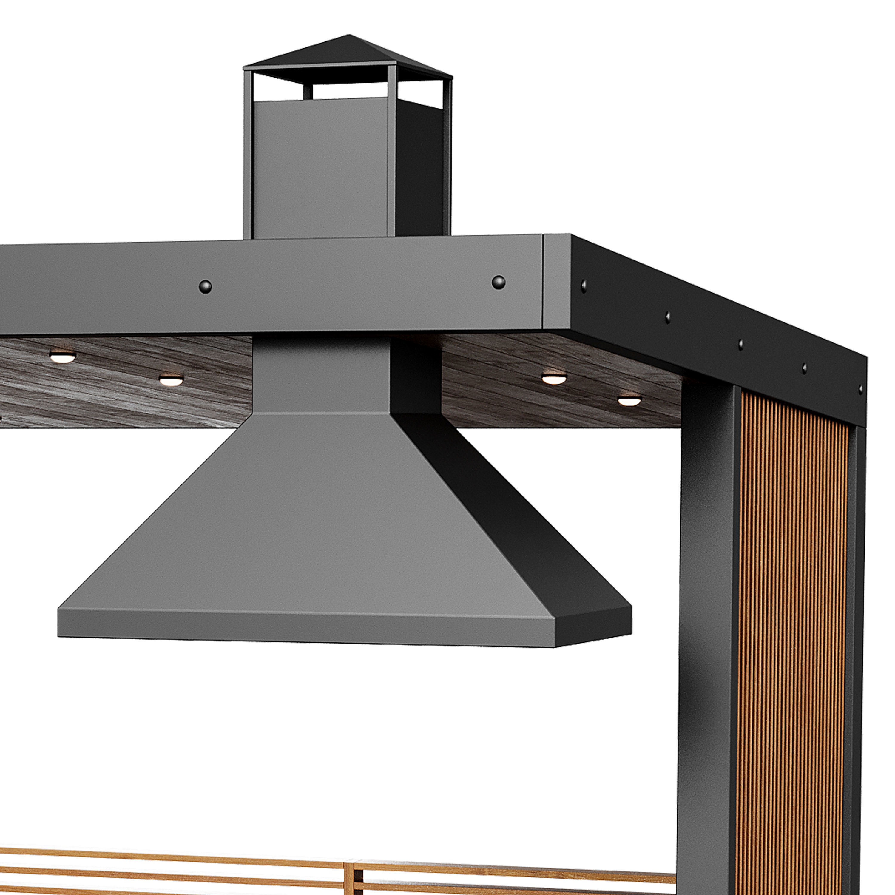 Modern gazebo with summer kitchen 1 3D model_9