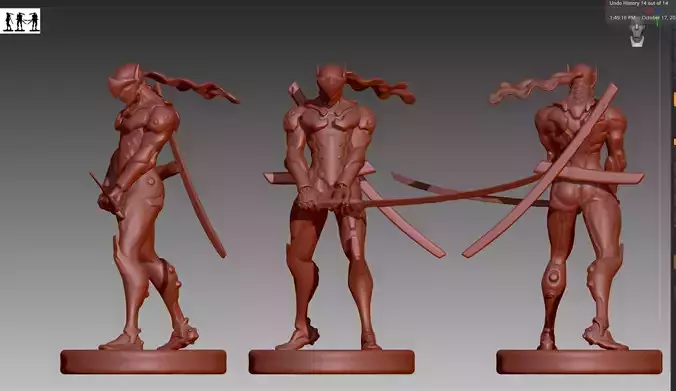 Overwatch Genji STL and OBJ 