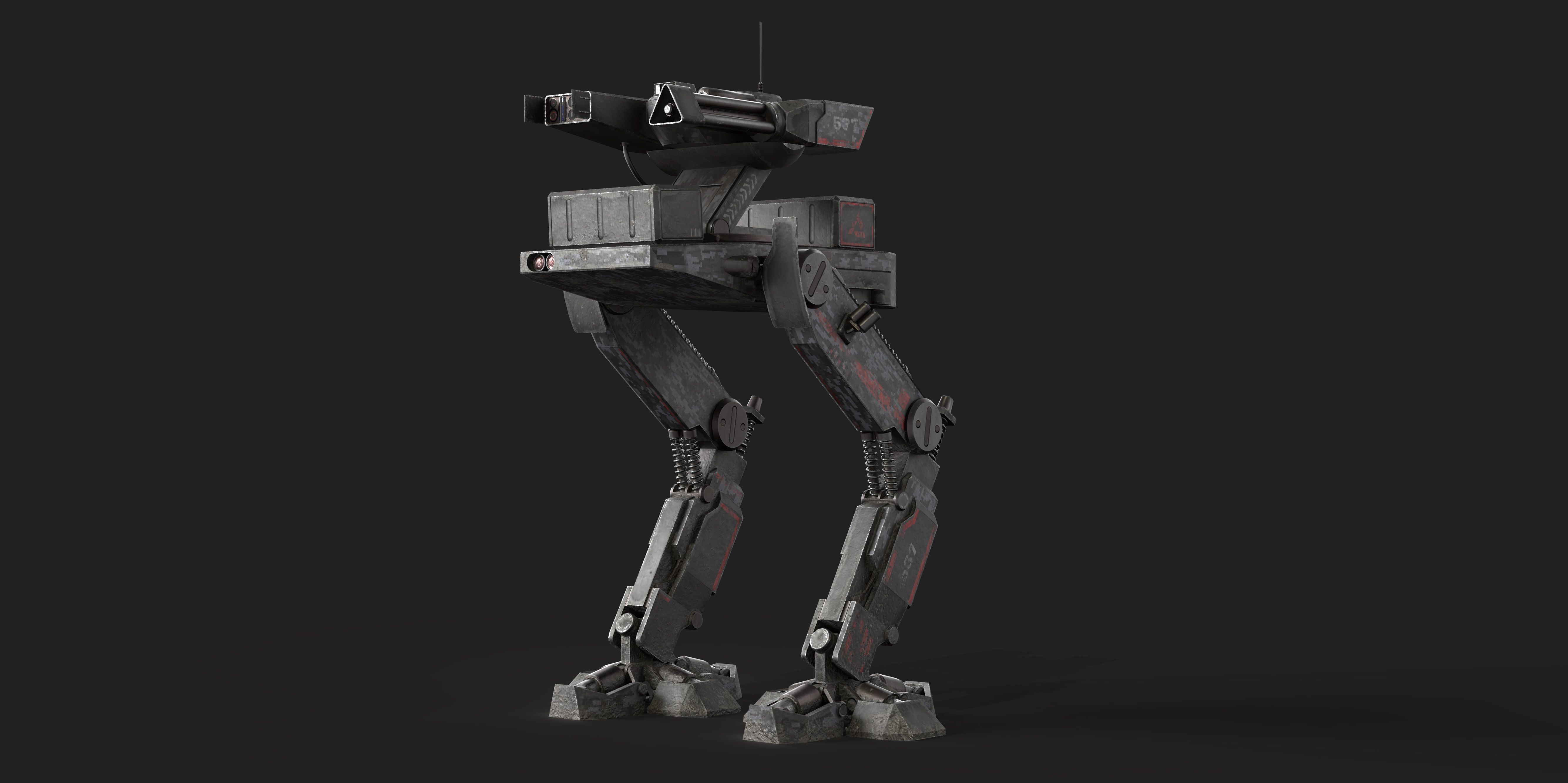 Mech Robot Two Legs Combat Sci-Fi Low-poly 3D model_1