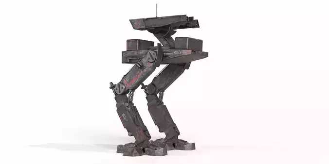 Mech Robot Two Legs Combat Sci-Fi Low-poly 3D model