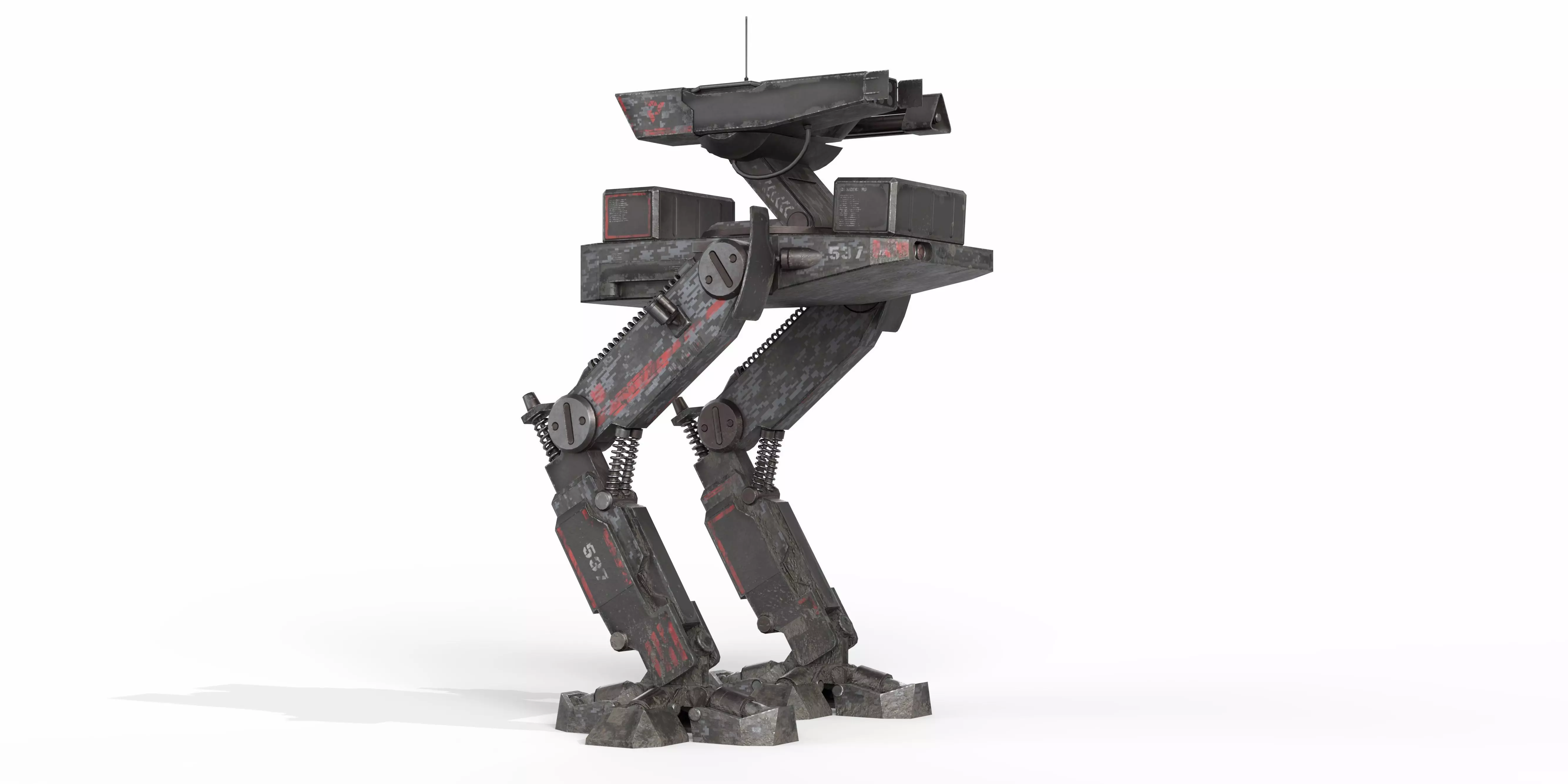 Mech Robot Two Legs Combat Sci-Fi Low-poly 3D model_0