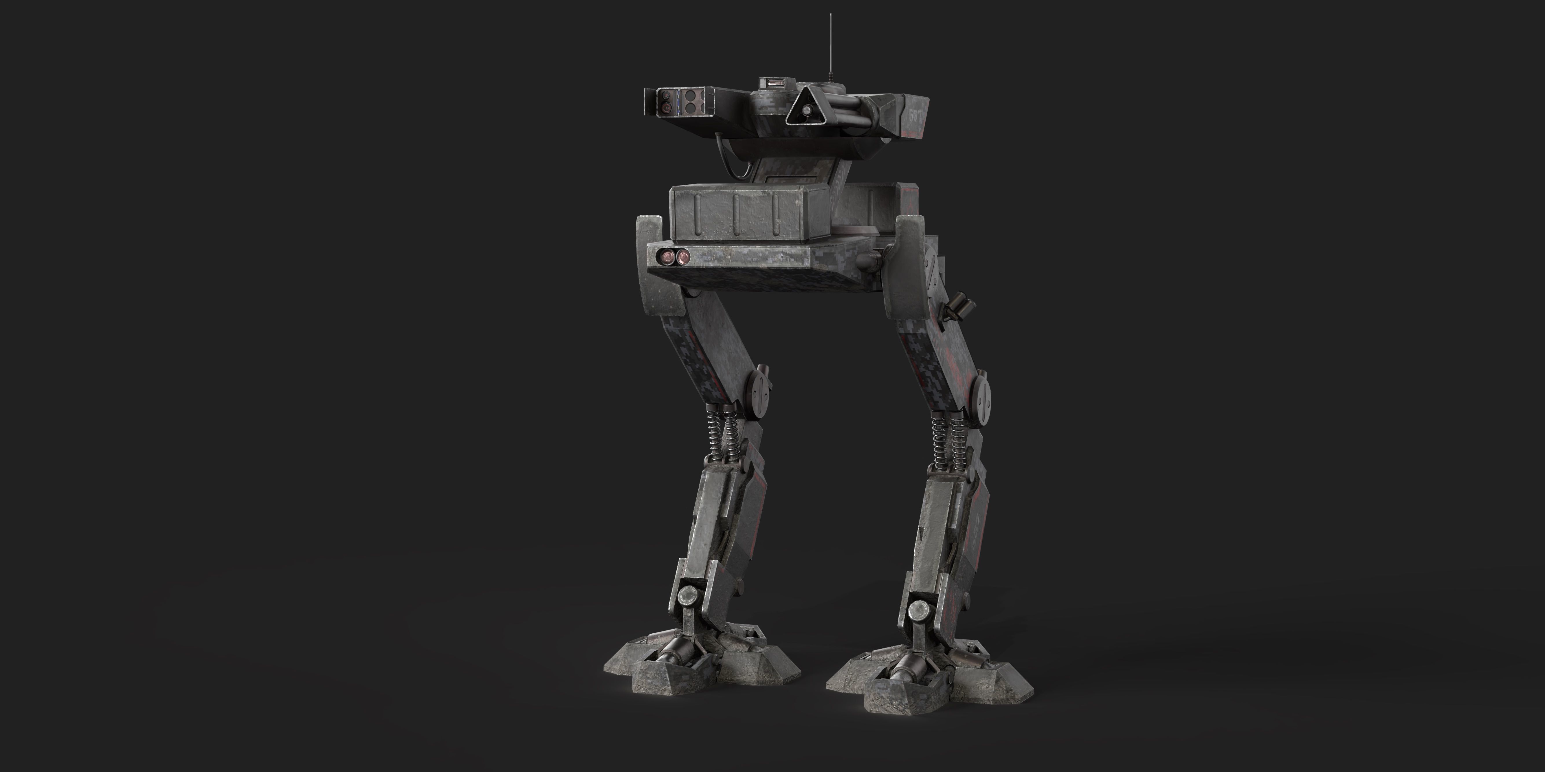 Mech Robot Two Legs Combat Sci-Fi Low-poly 3D model_5