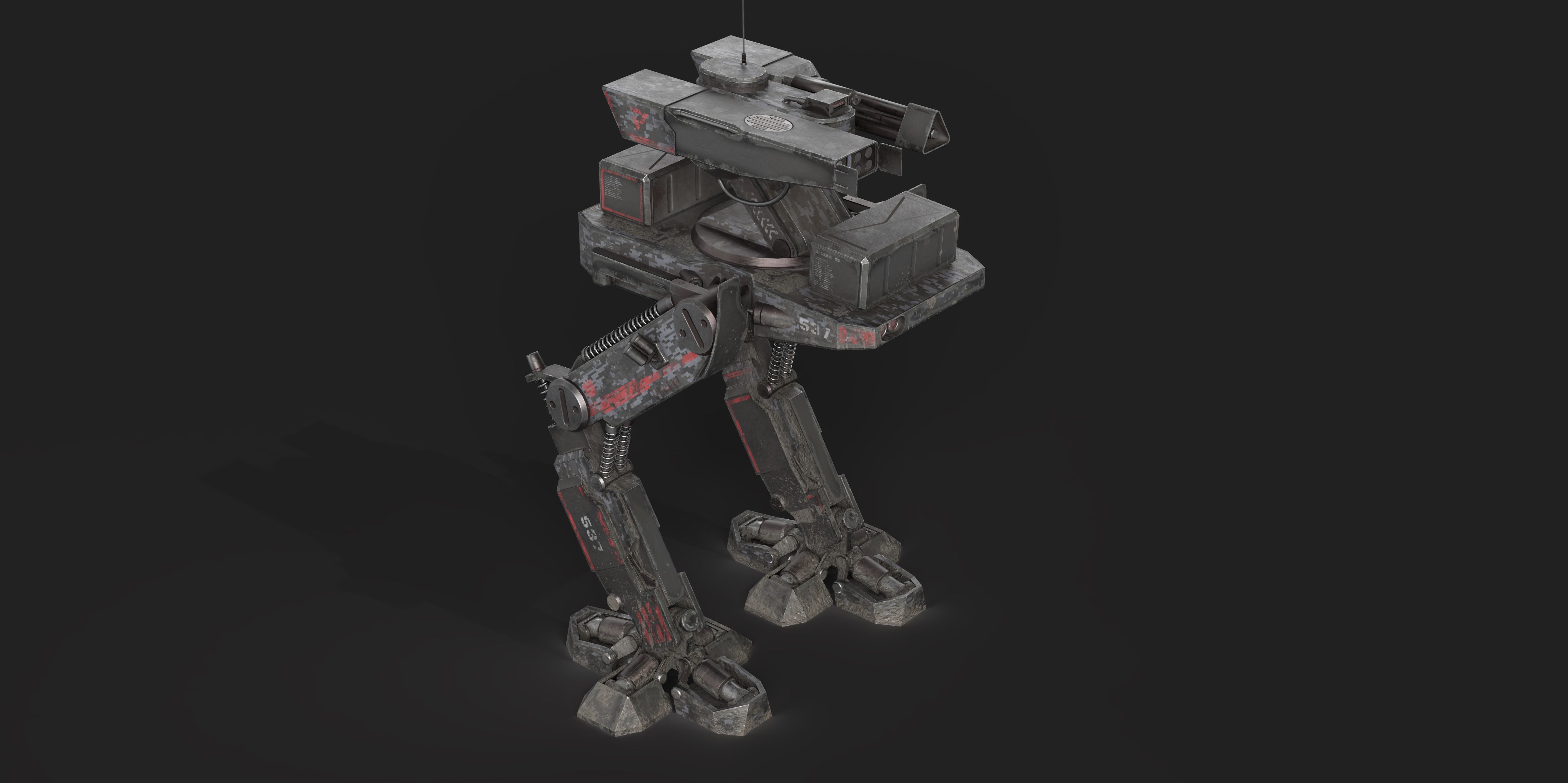 Mech Robot Two Legs Combat Sci-Fi Low-poly 3D model_3