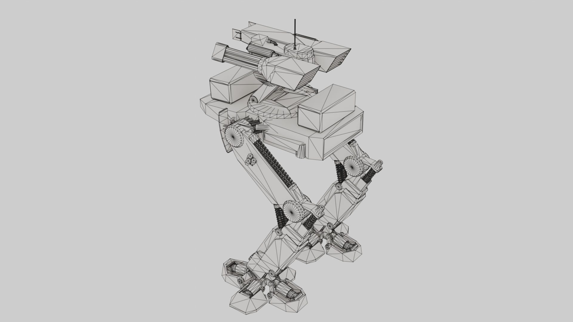 Mech Robot Two Legs Combat Sci-Fi Low-poly 3D model_14