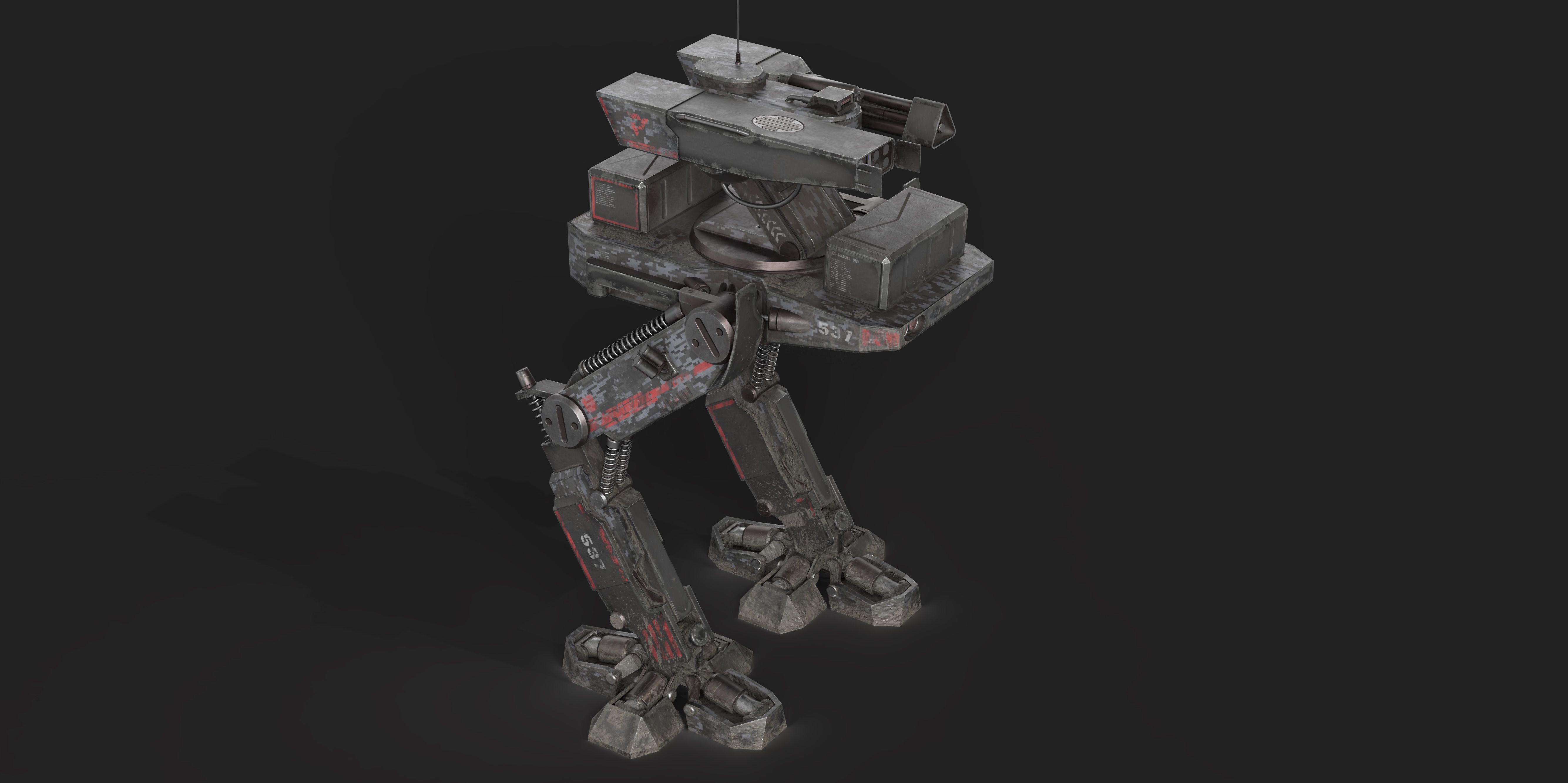 Mech Robot Two Legs Combat Sci-Fi Low-poly 3D model_9