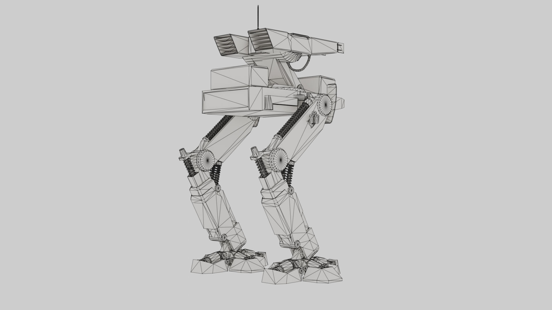 Mech Robot Two Legs Combat Sci-Fi Low-poly 3D model_13