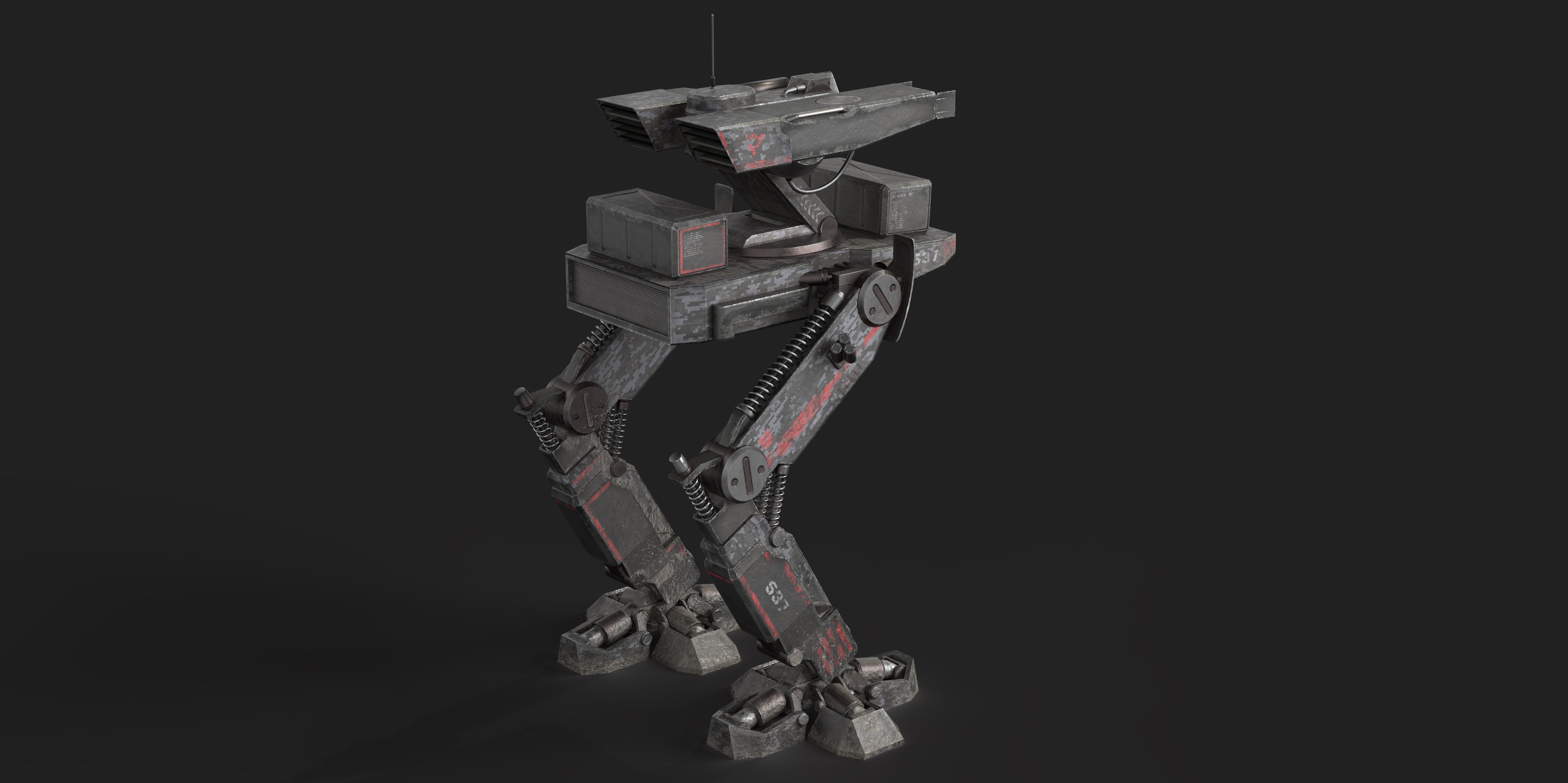 Mech Robot Two Legs Combat Sci-Fi Low-poly 3D model_4