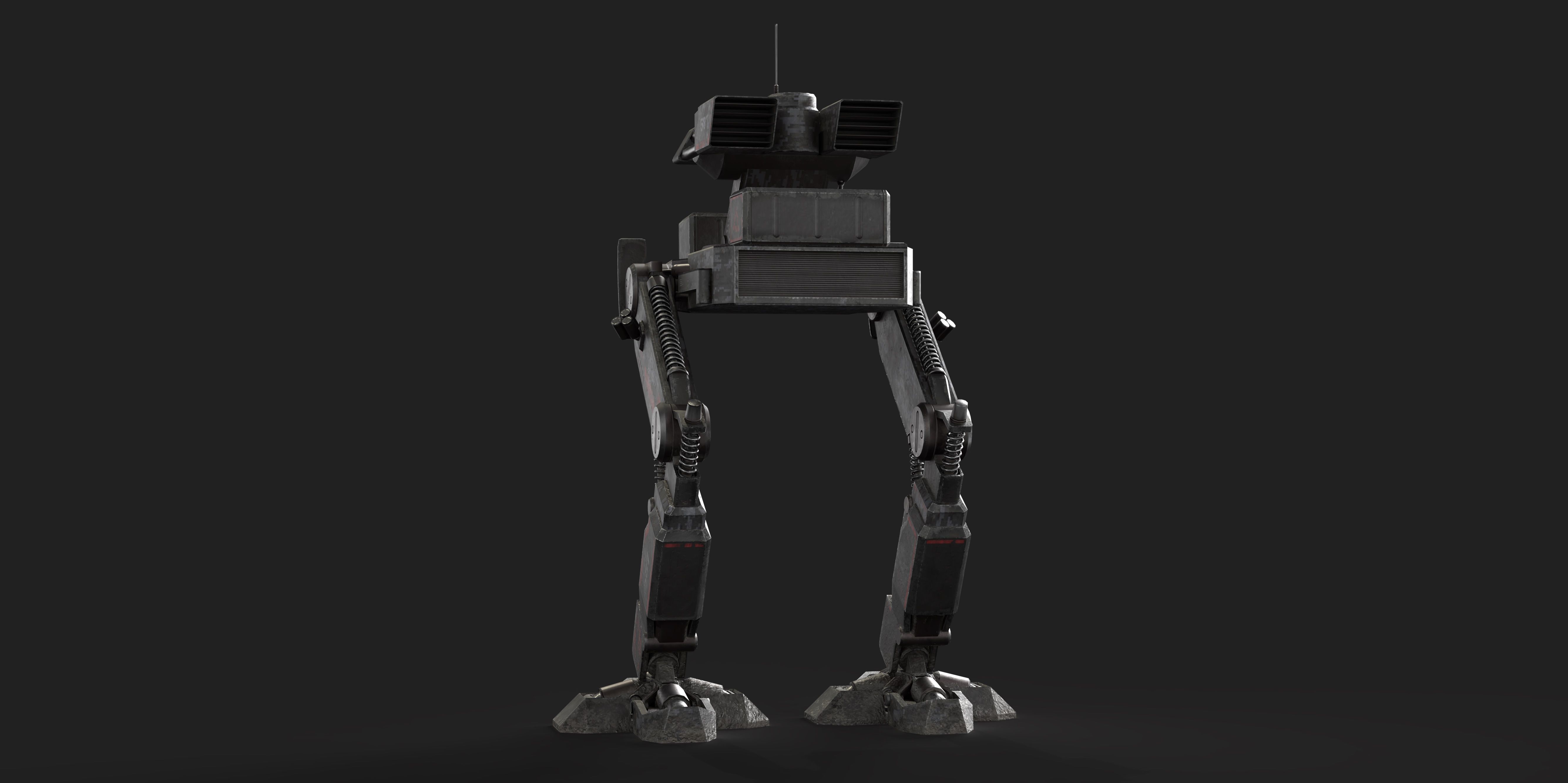 Mech Robot Two Legs Combat Sci-Fi Low-poly 3D model_8