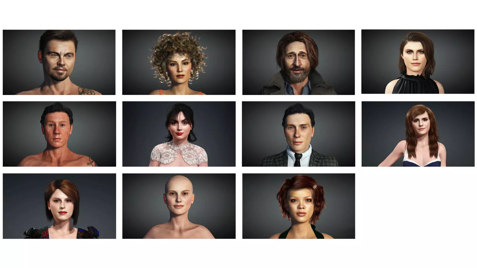 11 Celebrities Actors Actress and Singers 3D Model Collection_0