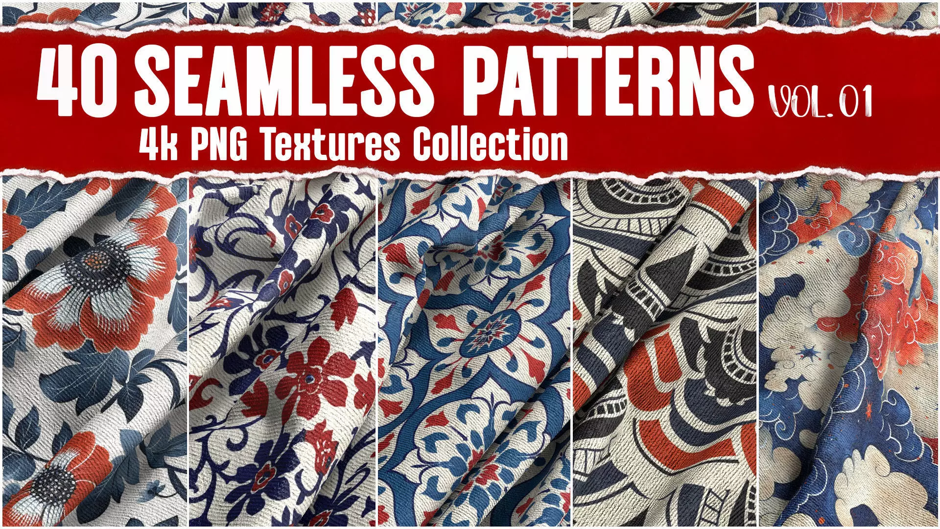 40 Seamless Patterns VOL01 4K PNG Textures collection Texture