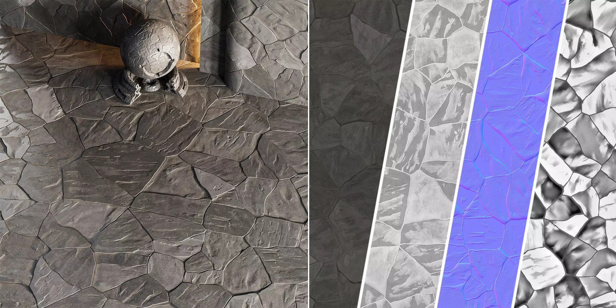 H72 Slate Stone - PBR - 4K - Seamless Low-poly 3D model