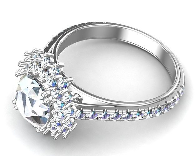 Daffney Engagement Gold Diamond Ring 3D print model