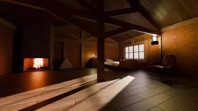 Bedroom Interior 3D Rendering Ready