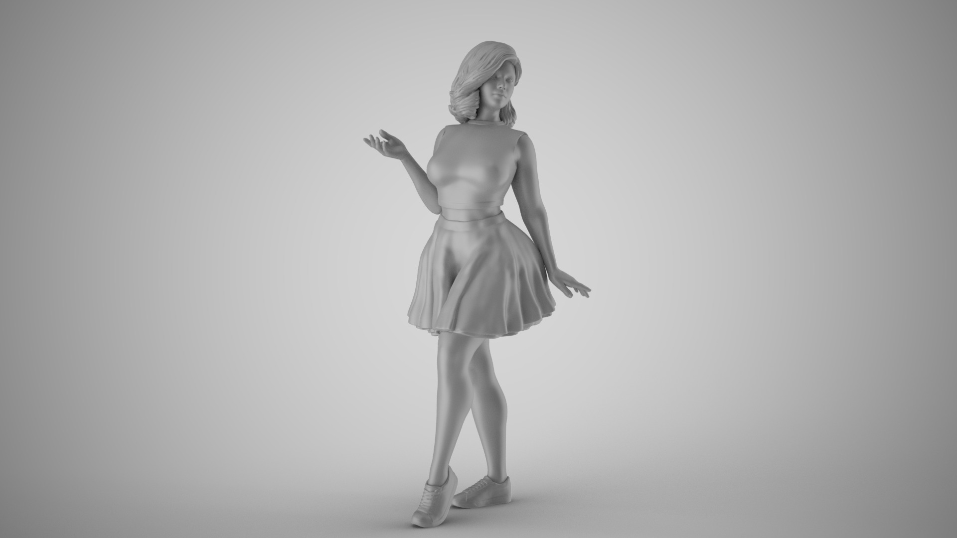 Pretty Girl in Short Skirt 3D print model_2