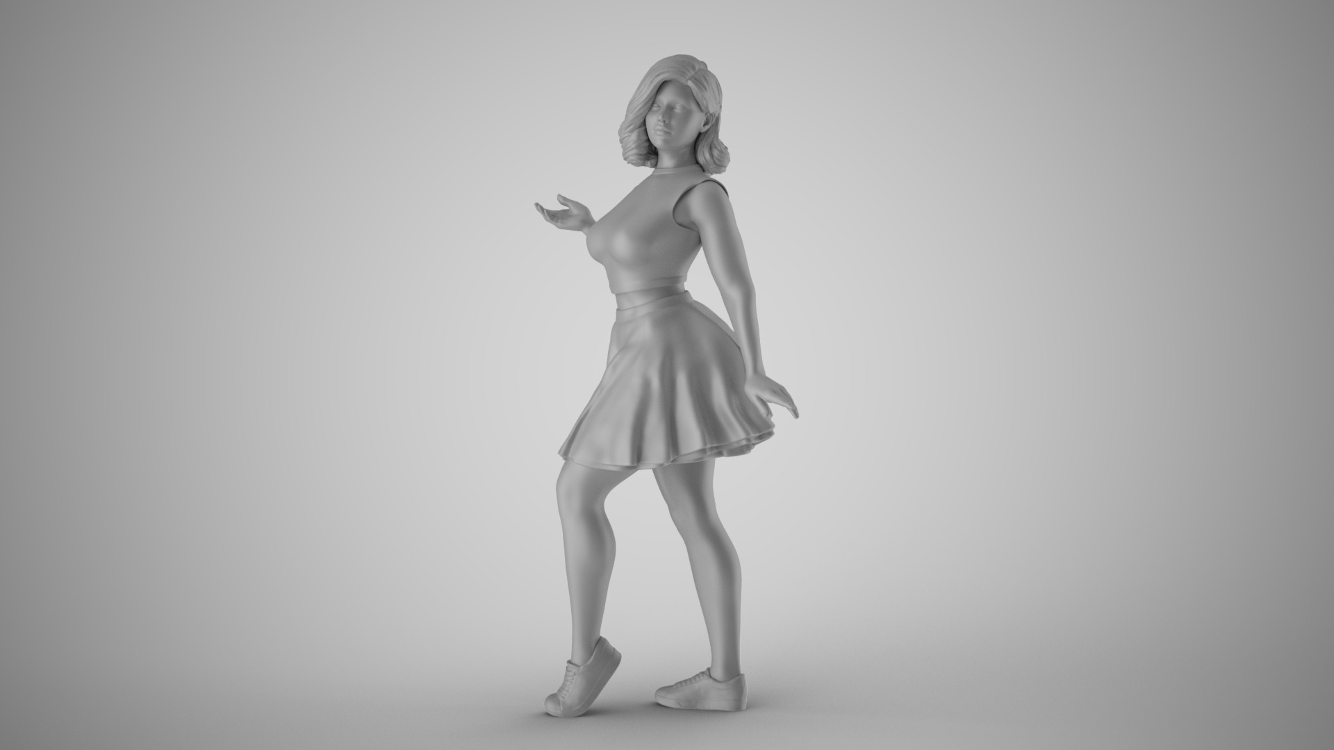 Pretty Girl in Short Skirt 3D print model_1
