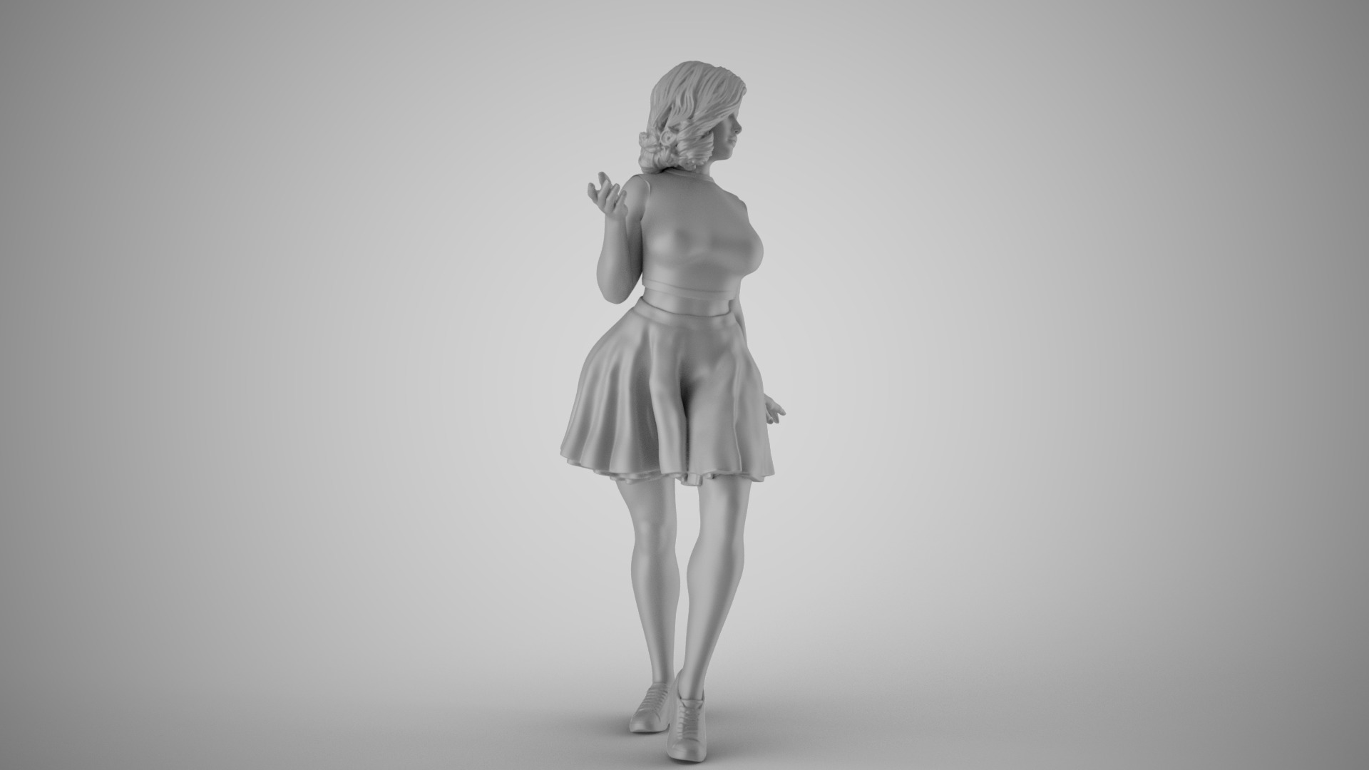 Pretty Girl in Short Skirt 3D print model_3