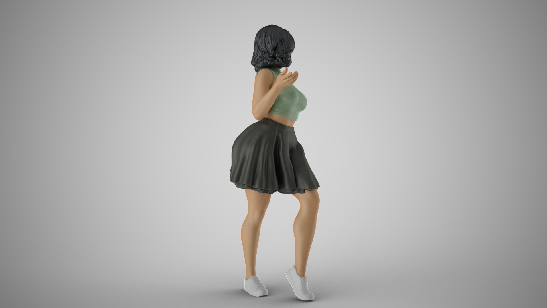 Pretty Girl in Short Skirt 3D print model_7