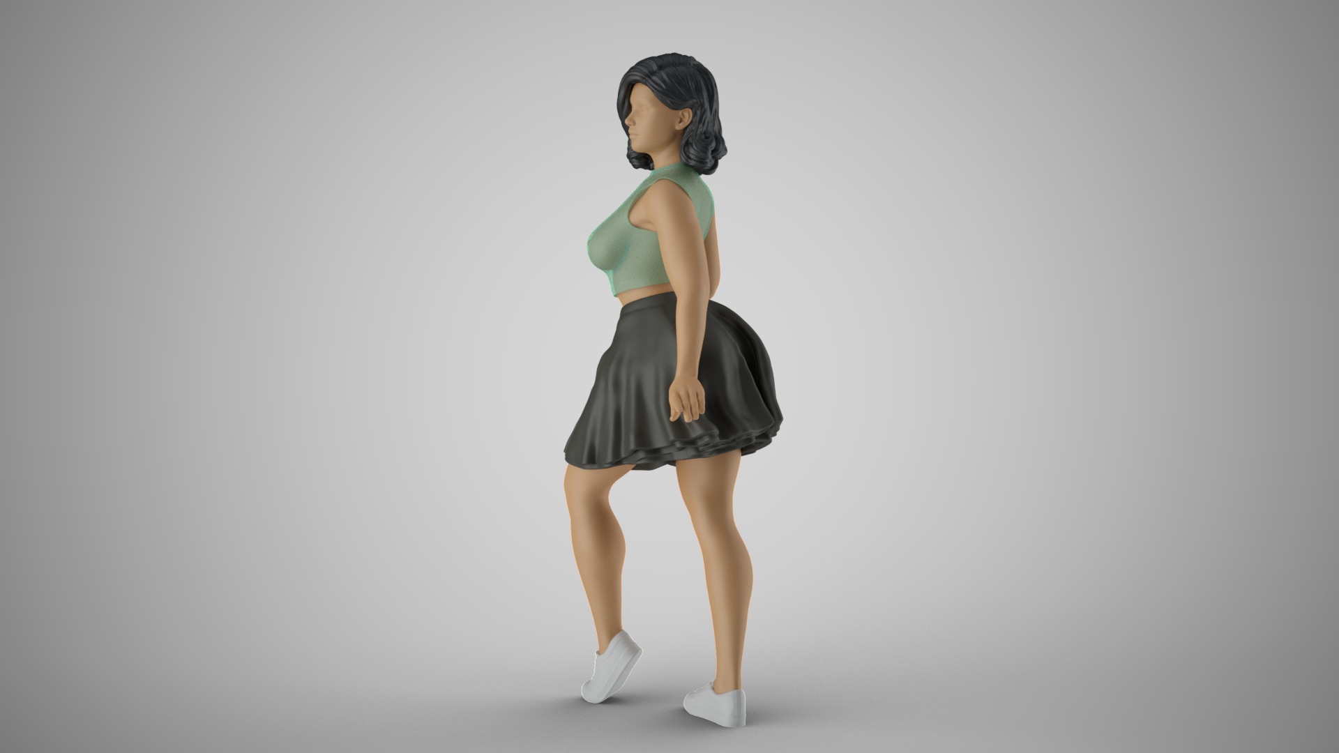 Pretty Girl in Short Skirt 3D print model_4