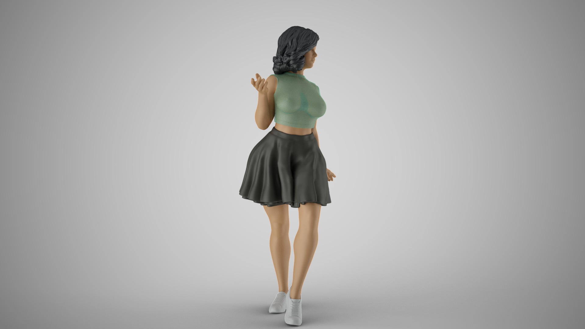 Pretty Girl in Short Skirt 3D print model_10