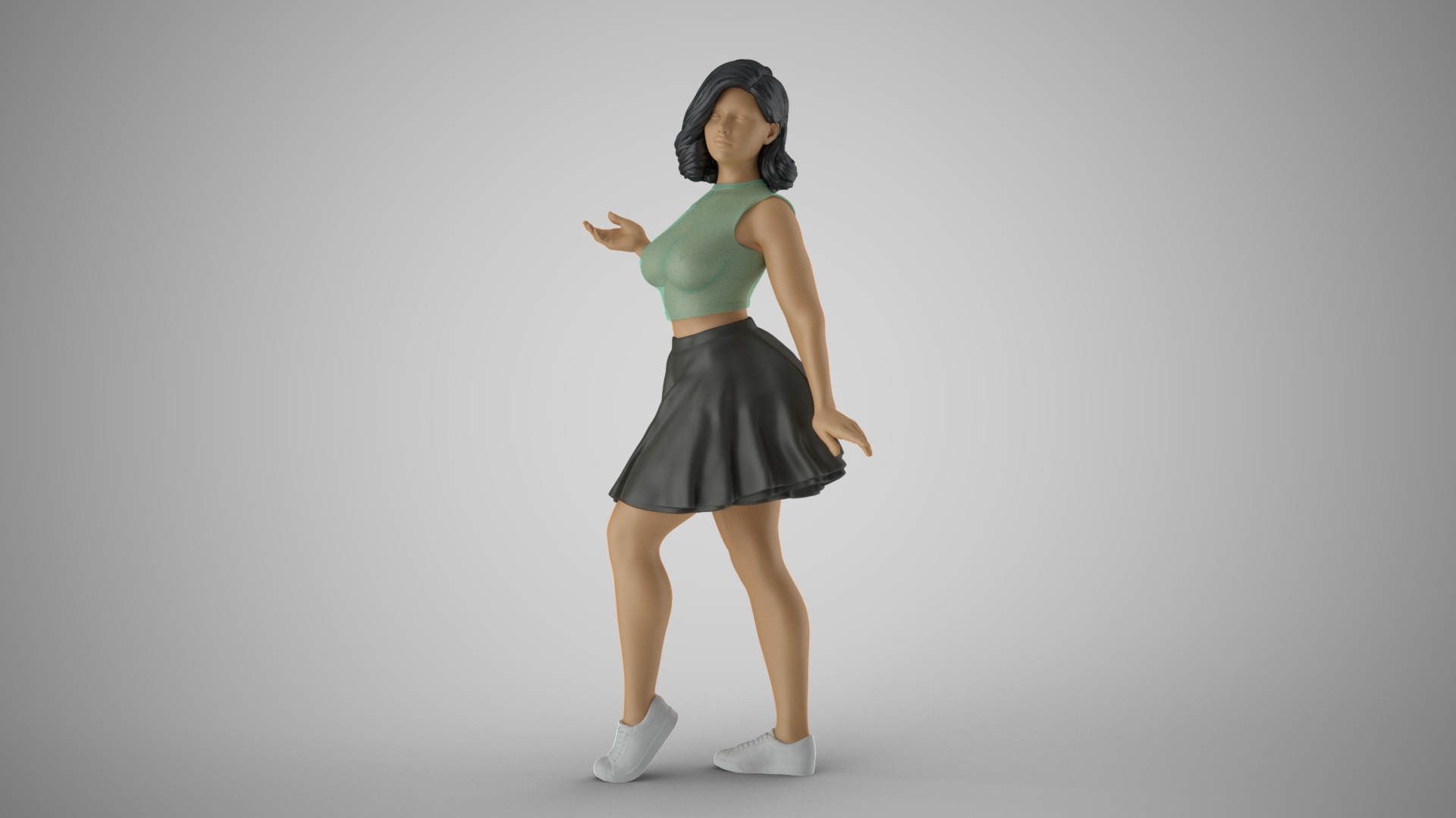 Pretty Girl in Short Skirt 3D print model_9