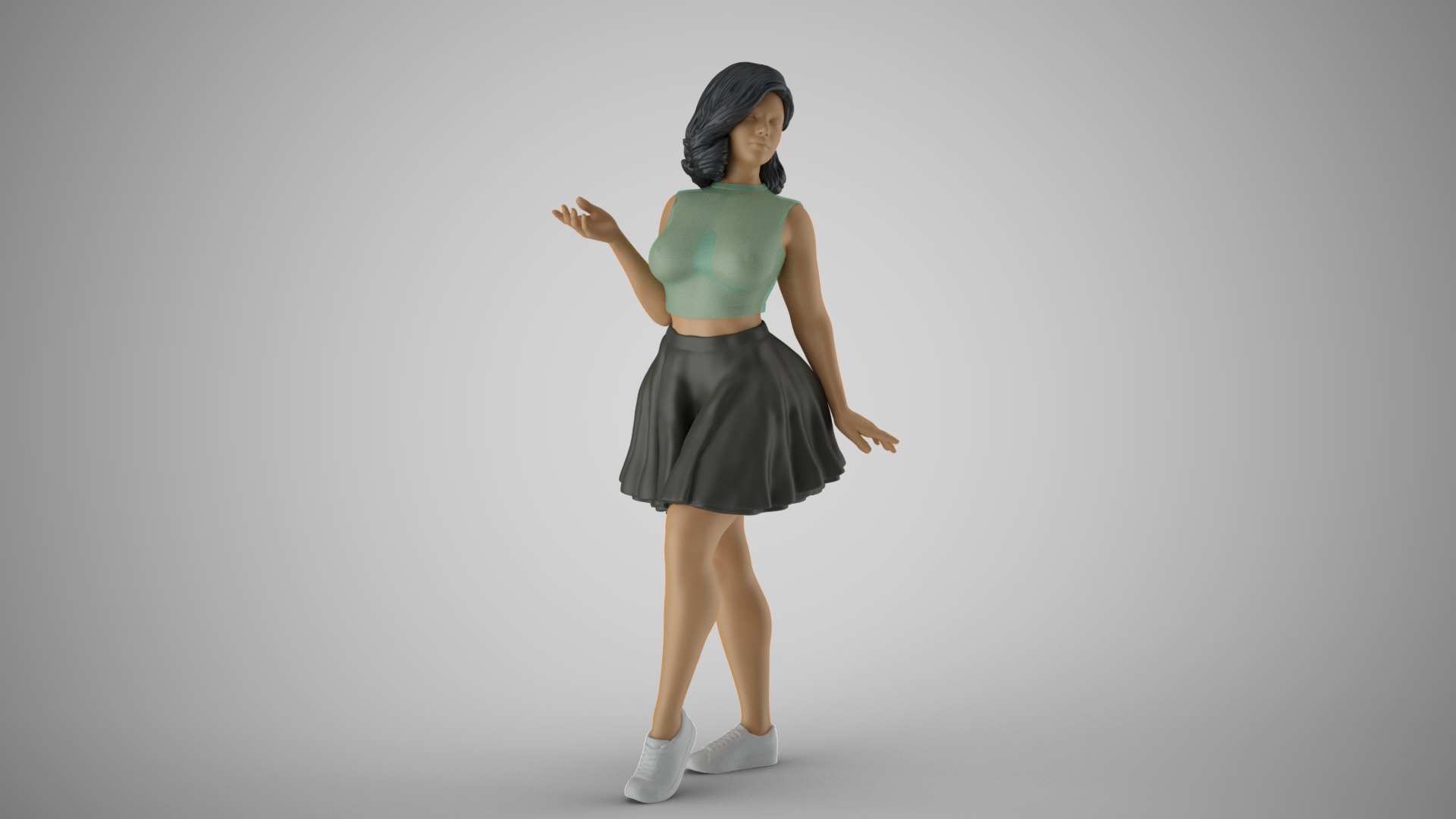 Pretty Girl in Short Skirt 3D print model_6
