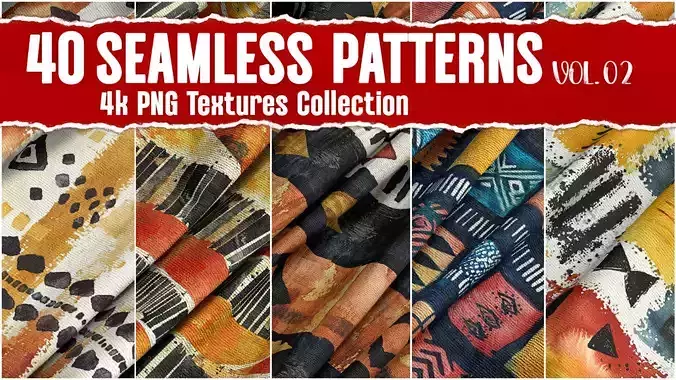 40 Seamless Patterns VOL02 4K PNG Textures collection