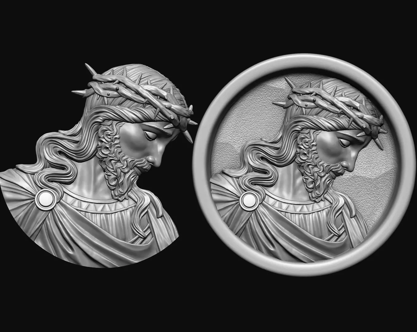 Jesus Bas Relief Medallion And Pendant 3D print model