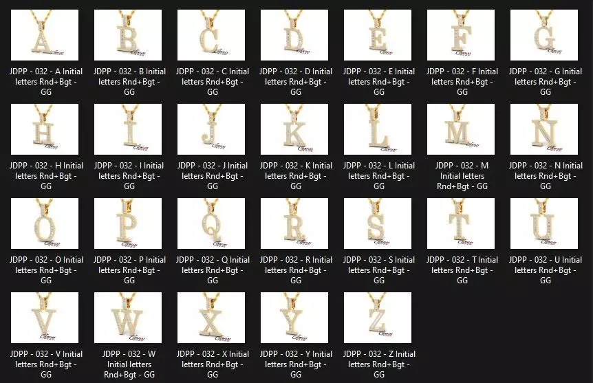 Custom Initial A to Z Letter Diamond Pendant - Alphabet Necklace 3D Model Collection_0