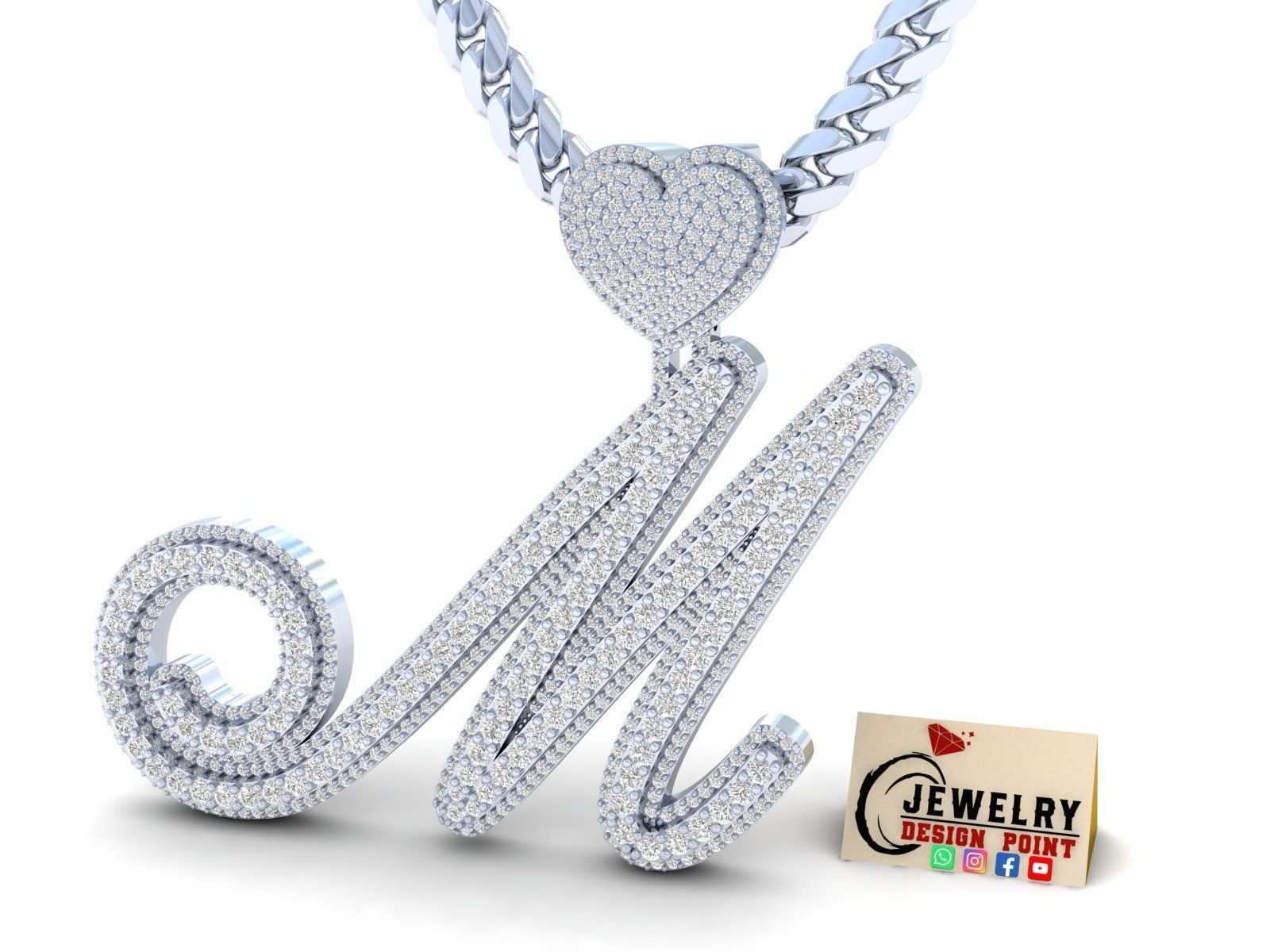 Custom Initial Letter A to Z  Diamond Pendant Alphabet Necklace  3D Model Collection_18