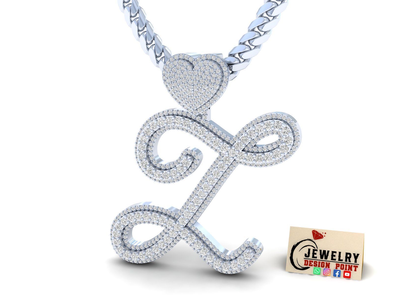 Custom Initial Letter A to Z  Diamond Pendant Alphabet Necklace  3D Model Collection_12