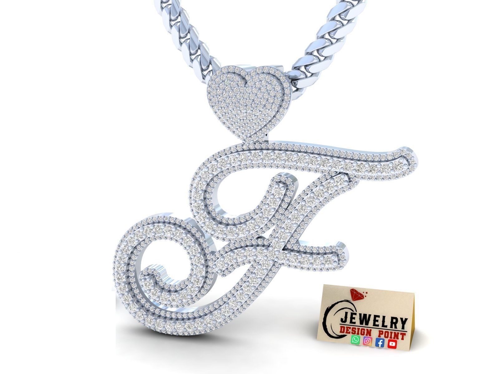 Custom Initial Letter A to Z  Diamond Pendant Alphabet Necklace  3D Model Collection_4