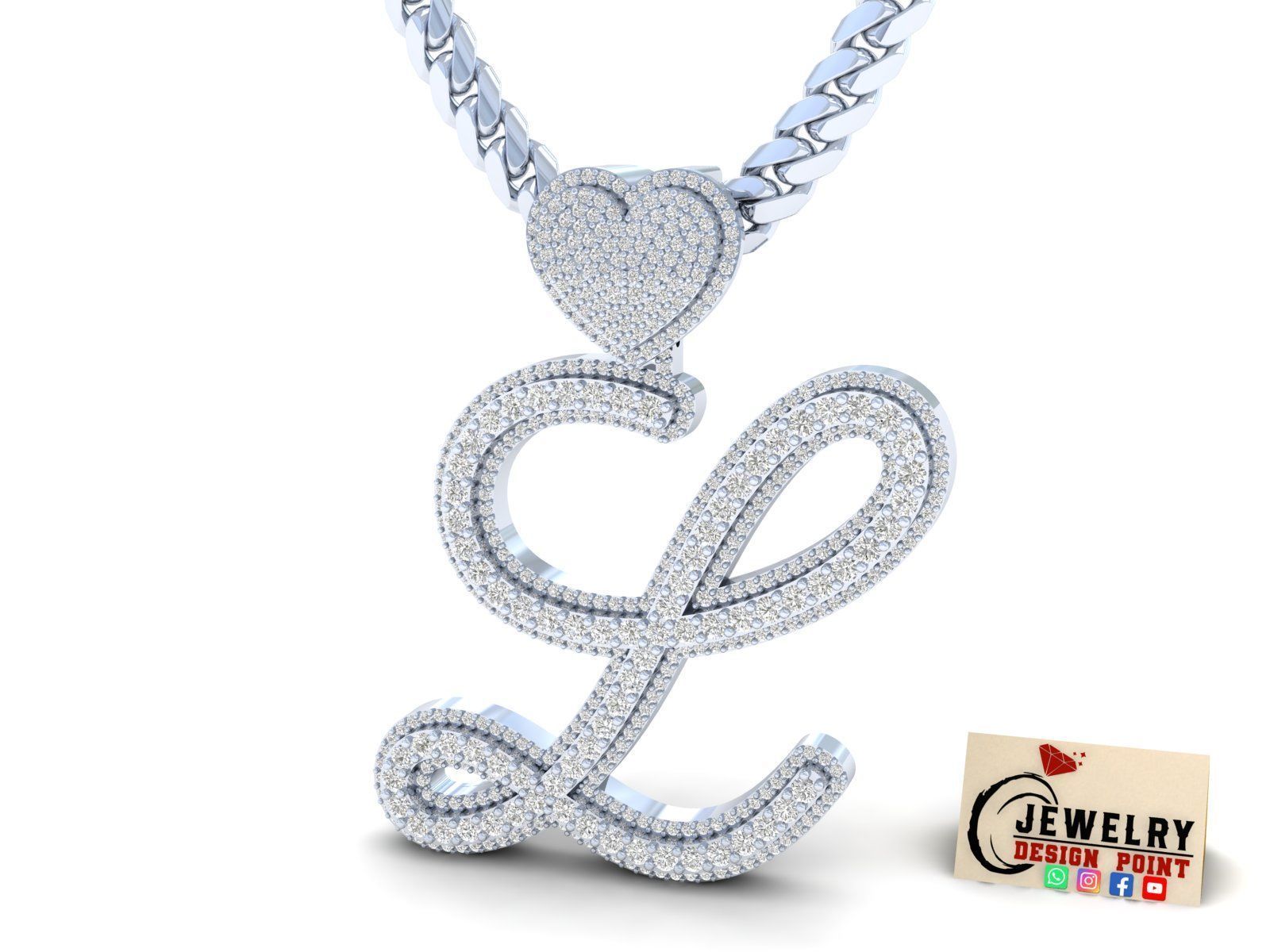 Custom Initial Letter A to Z  Diamond Pendant Alphabet Necklace  3D Model Collection_28