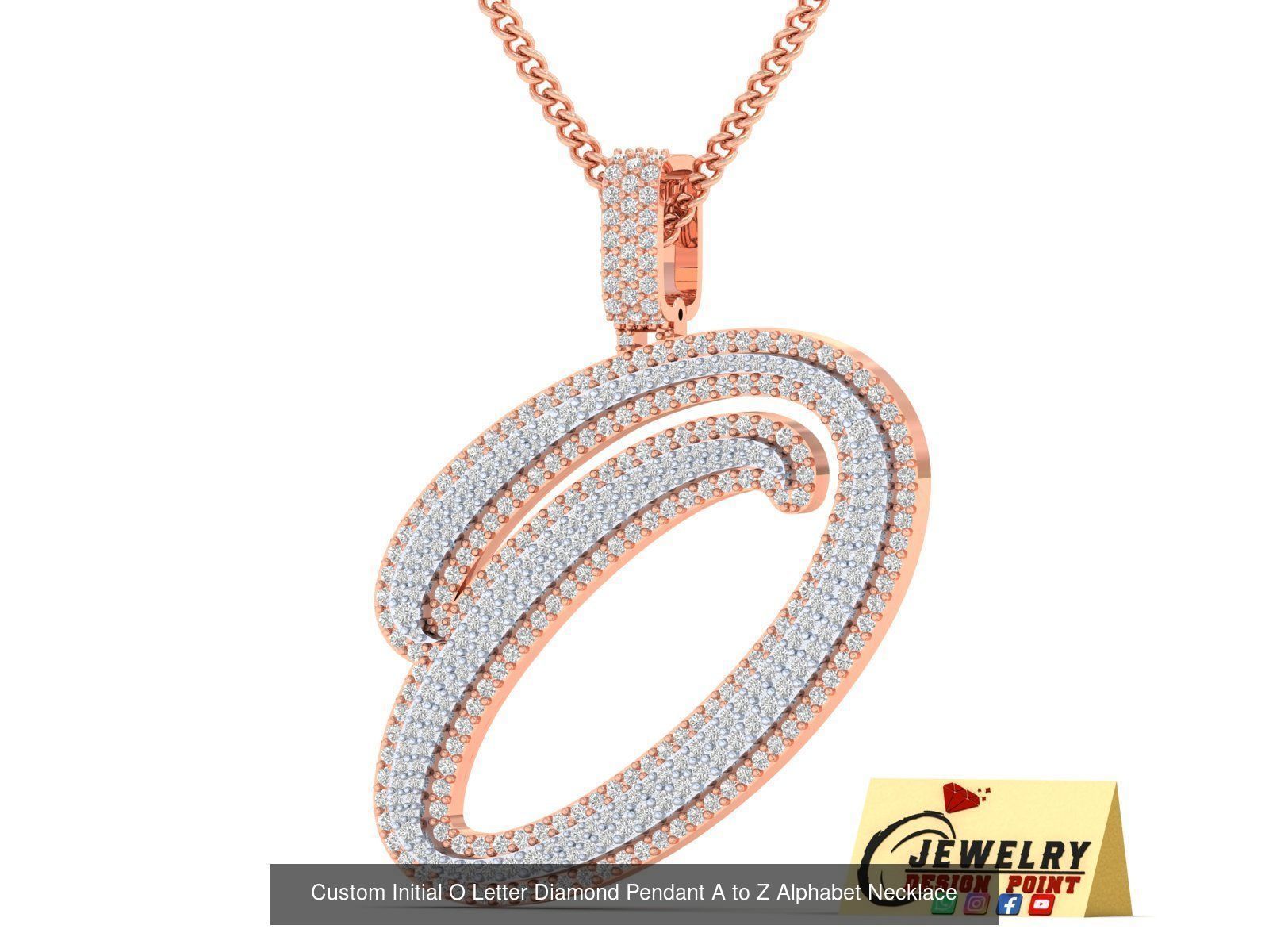 Custom Initial Letter A to Z  Diamond Pendant Alphabet Necklace  3D Model Collection_43