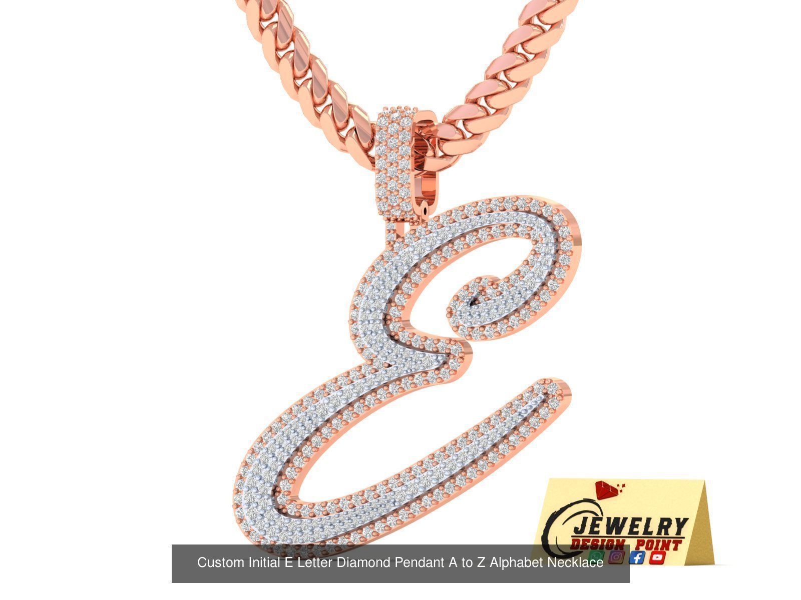 Custom Initial Letter A to Z  Diamond Pendant Alphabet Necklace  3D Model Collection_33