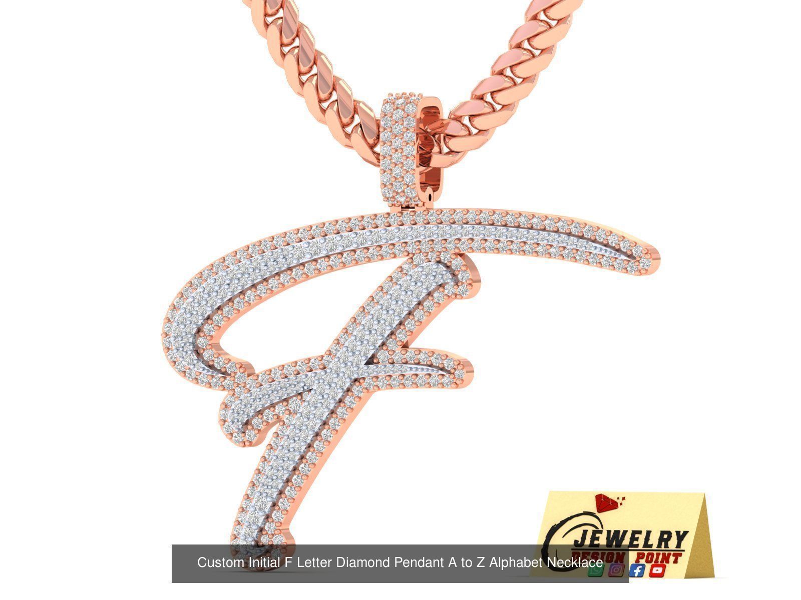 Custom Initial Letter A to Z  Diamond Pendant Alphabet Necklace  3D Model Collection_34