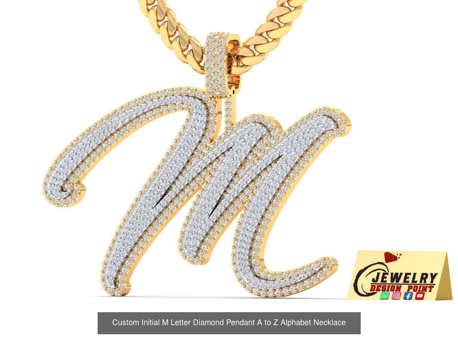Custom Initial Letter A to Z  Diamond Pendant Alphabet Necklace  3D Model Collection_41