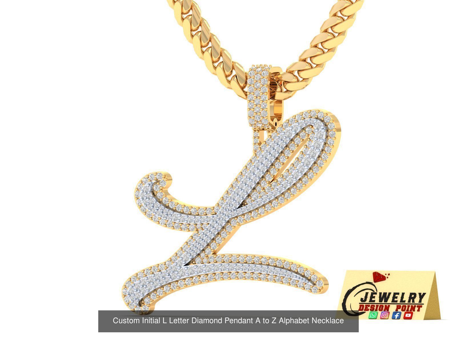 Custom Initial Letter A to Z  Diamond Pendant Alphabet Necklace  3D Model Collection_40