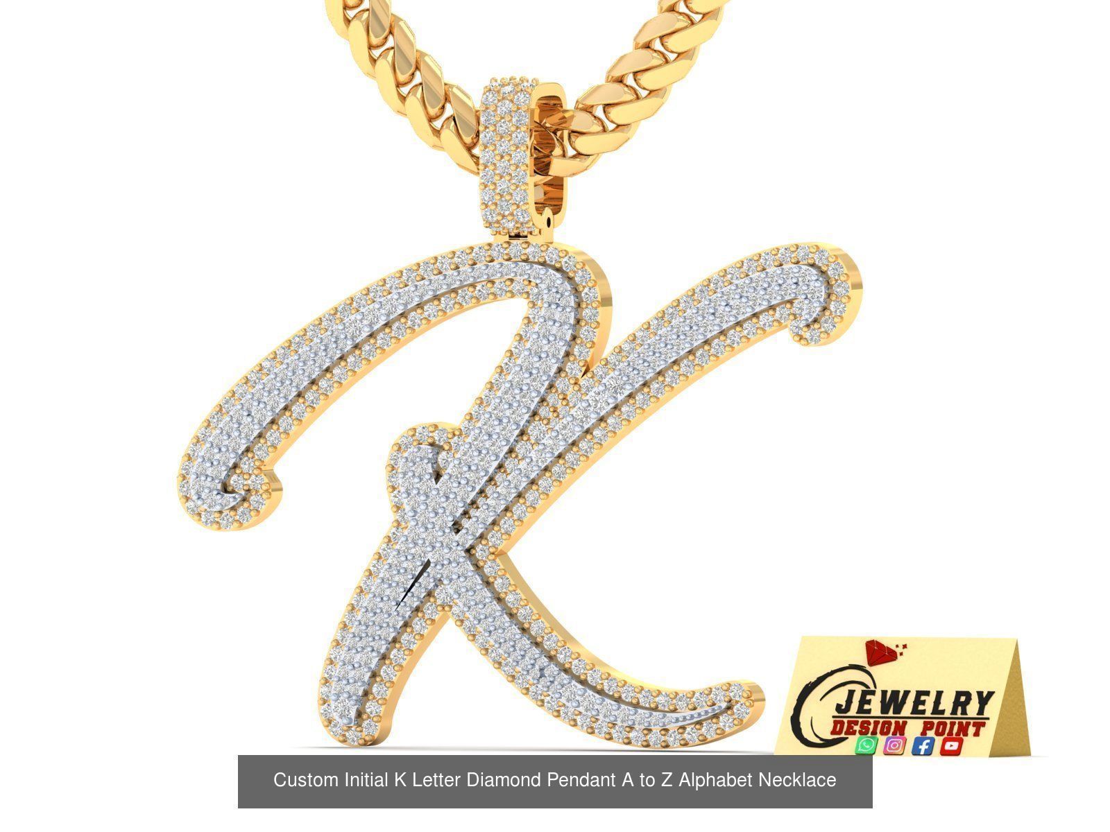 Custom Initial Letter A to Z  Diamond Pendant Alphabet Necklace  3D Model Collection_39
