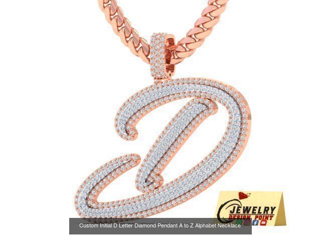 Custom Initial Letter A to Z  Diamond Pendant Alphabet Necklace  3D Model Collection_32