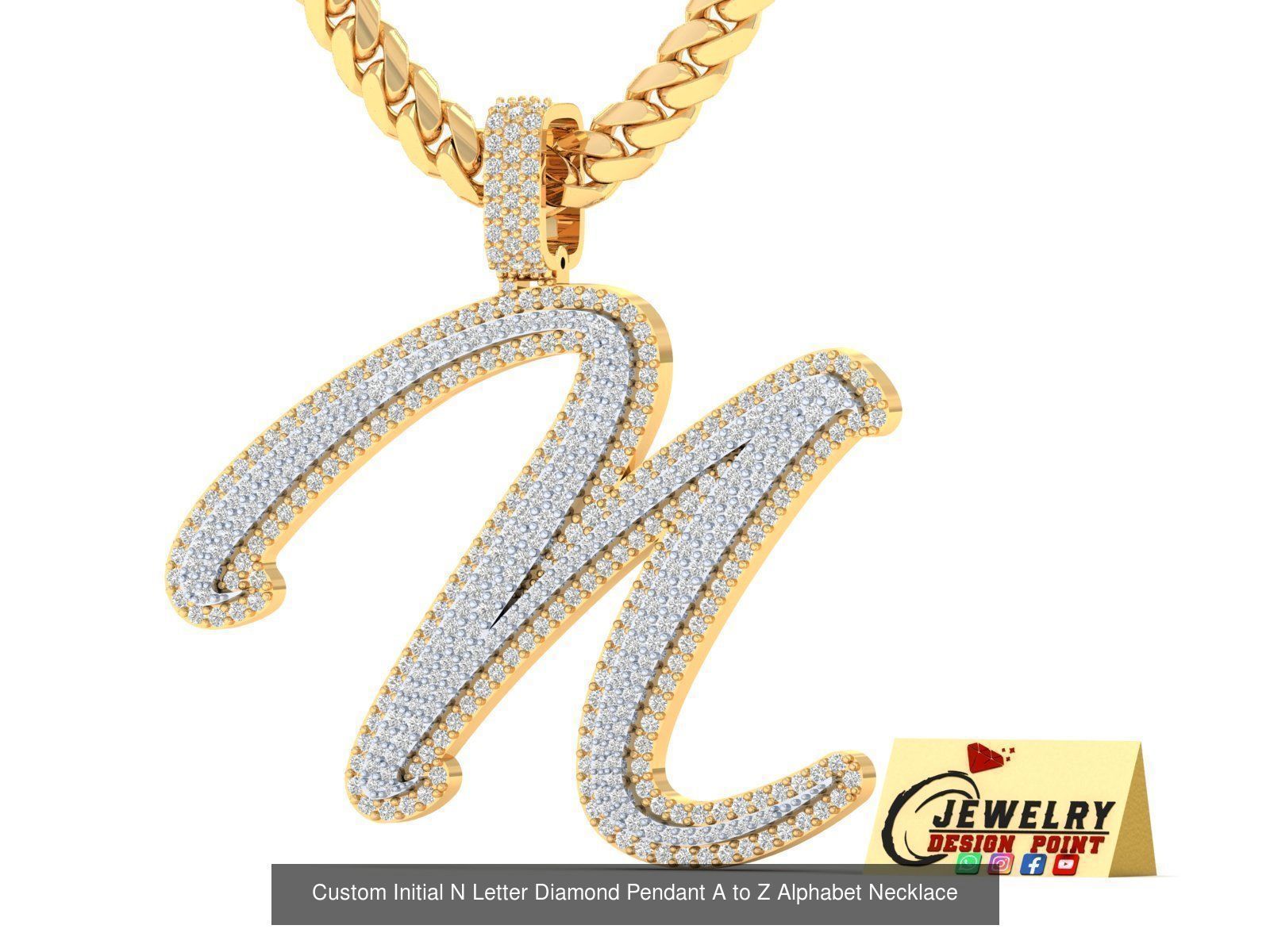 Custom Initial Letter A to Z  Diamond Pendant Alphabet Necklace  3D Model Collection_42