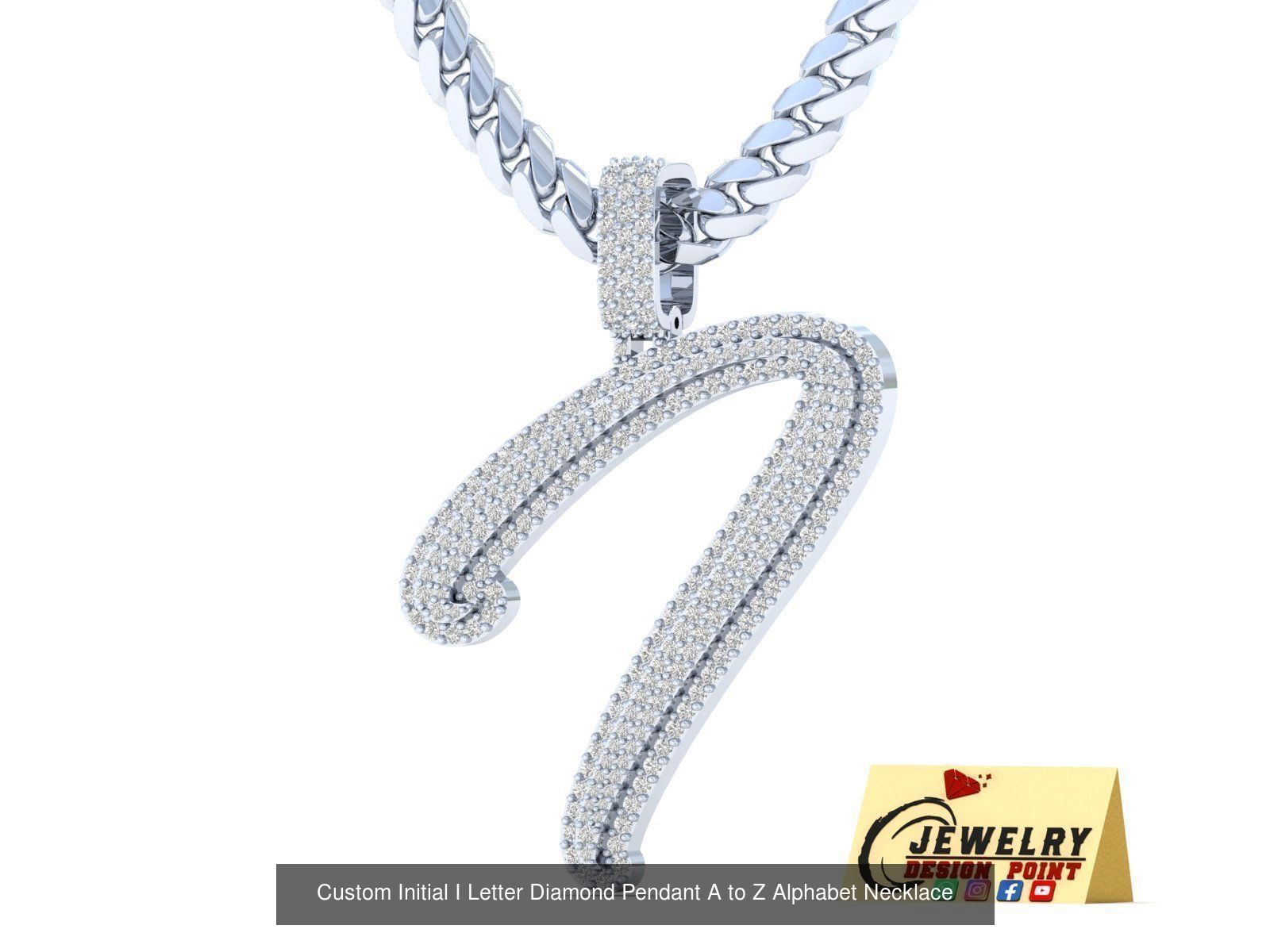 Custom Initial Letter A to Z  Diamond Pendant Alphabet Necklace  3D Model Collection_37