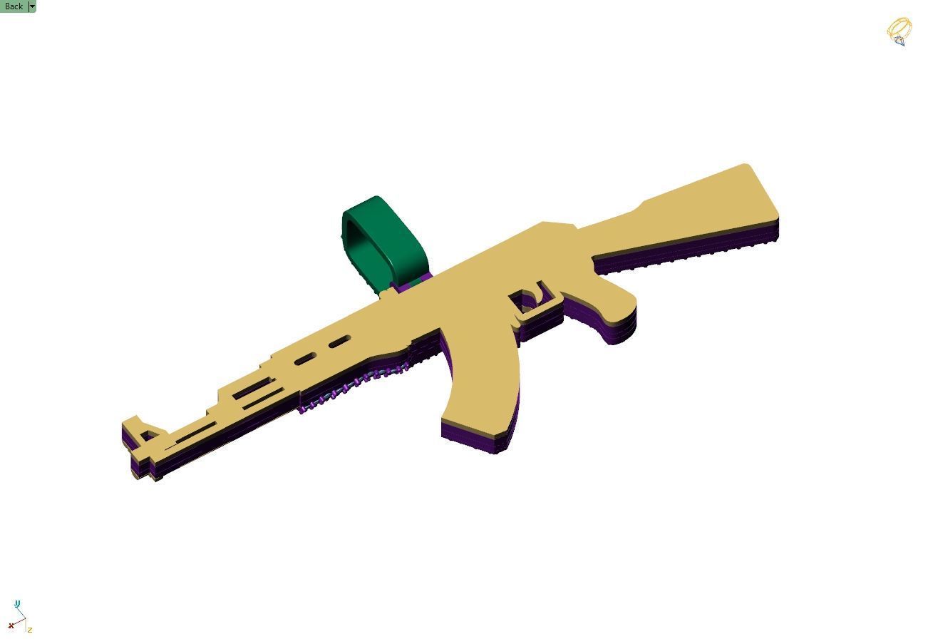 Custom AK47 Gun Diamond Pendant - Weapon Diamond Necklace  3D print model_16