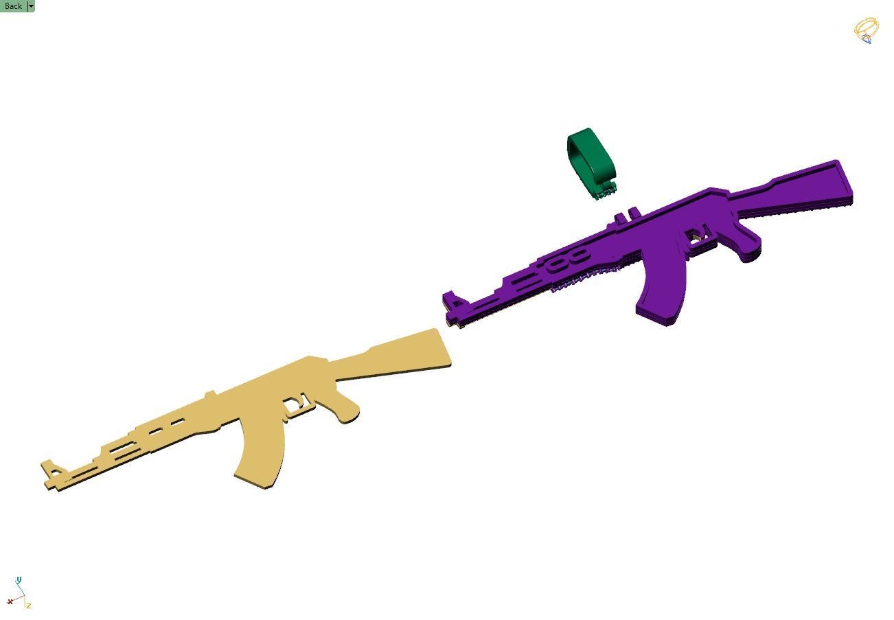 Custom AK47 Gun Diamond Pendant - Weapon Diamond Necklace  3D print model_11