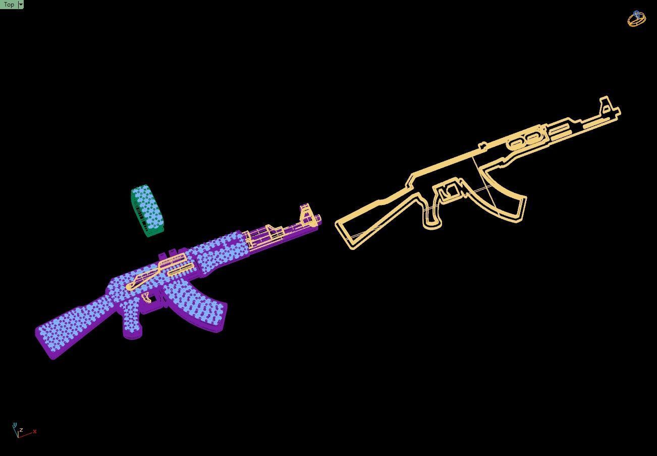 Custom AK47 Gun Diamond Pendant - Weapon Diamond Necklace  3D print model_13