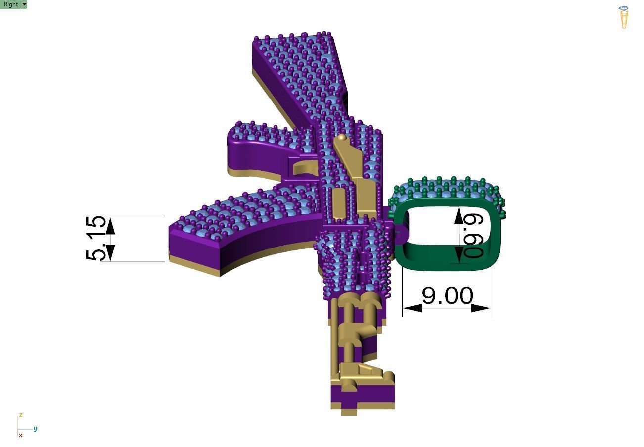 Custom AK47 Gun Diamond Pendant - Weapon Diamond Necklace  3D print model_7