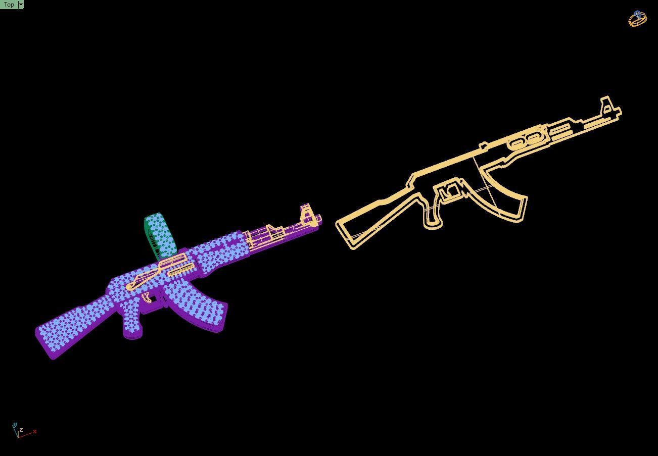 Custom AK47 Gun Diamond Pendant - Weapon Diamond Necklace  3D print model_14