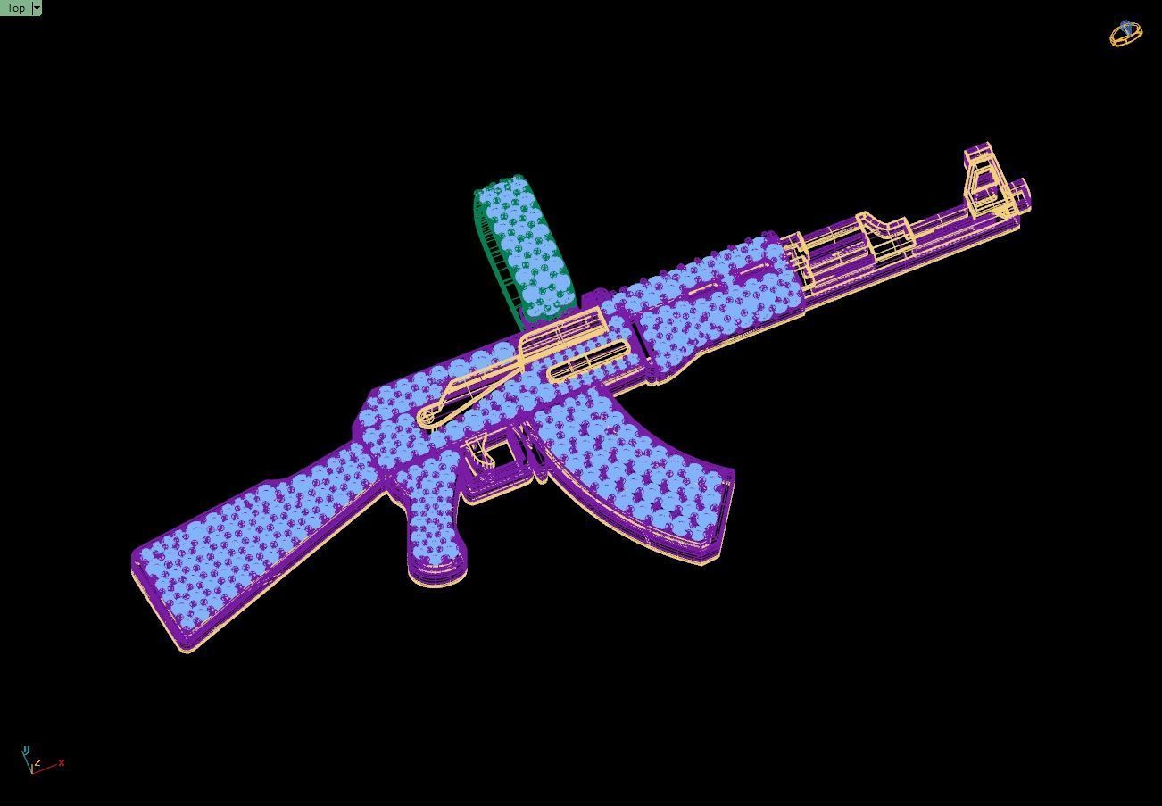 Custom AK47 Gun Diamond Pendant - Weapon Diamond Necklace  3D print model_15