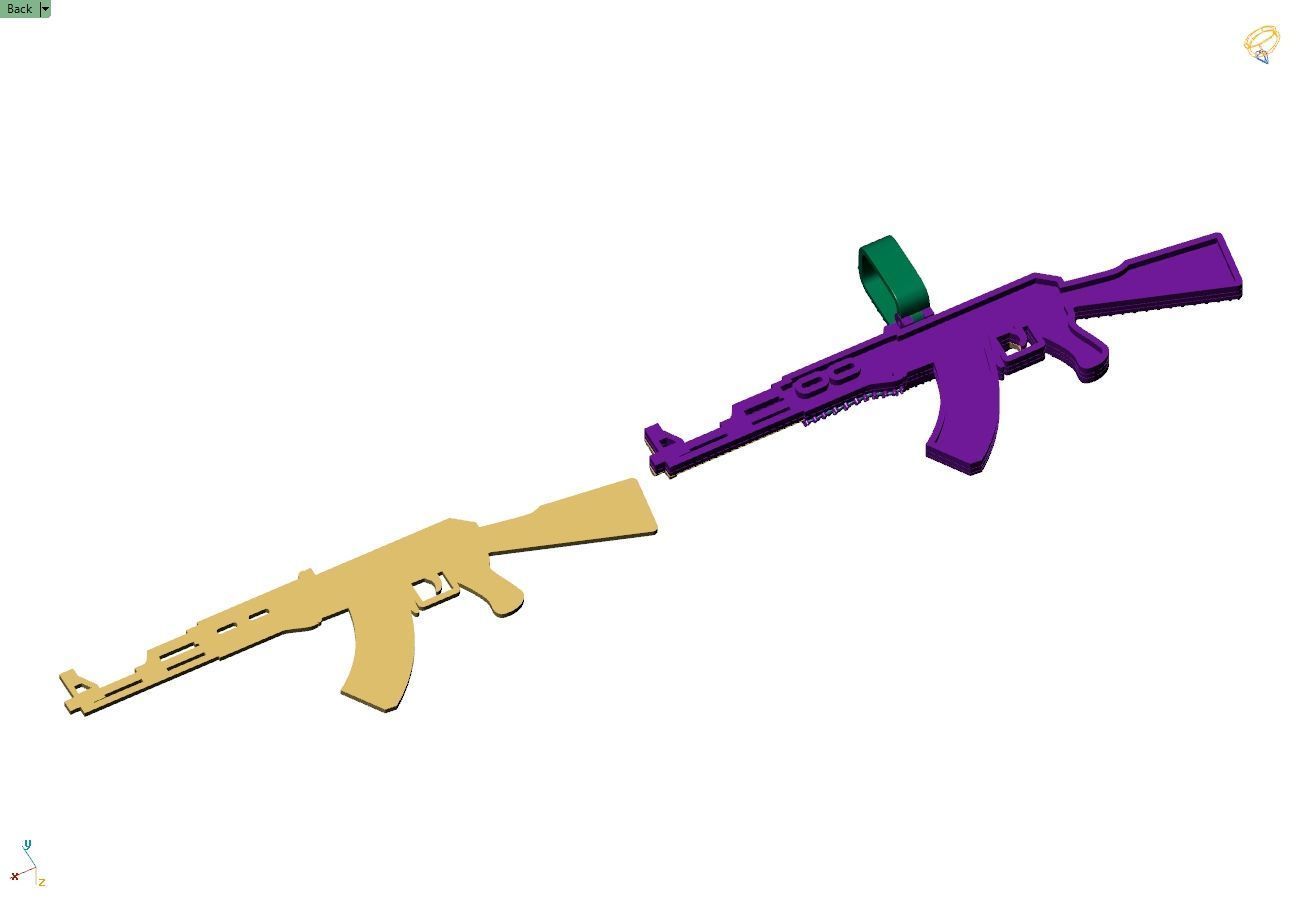 Custom AK47 Gun Diamond Pendant - Weapon Diamond Necklace  3D print model_12