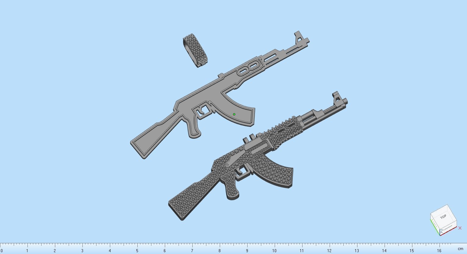 Custom AK47 Gun Diamond Pendant - Weapon Diamond Necklace  3D print model_19