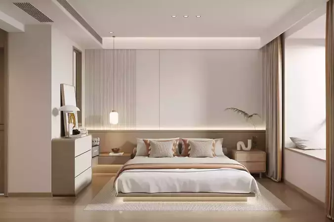 Nordic wood style bedroom